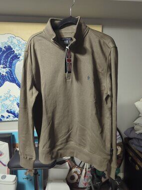 French Connection 1/4 Zip Pullover Large 1/2 Khaki New NWT